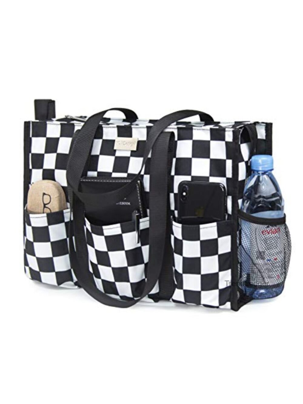 Utility Water Resistant Tote Bag 13 Pockets Zipper Closure
